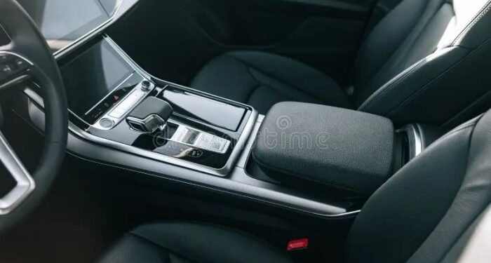 Modern Minimalistic Black Interior of a Car Stock Image - Image of ...